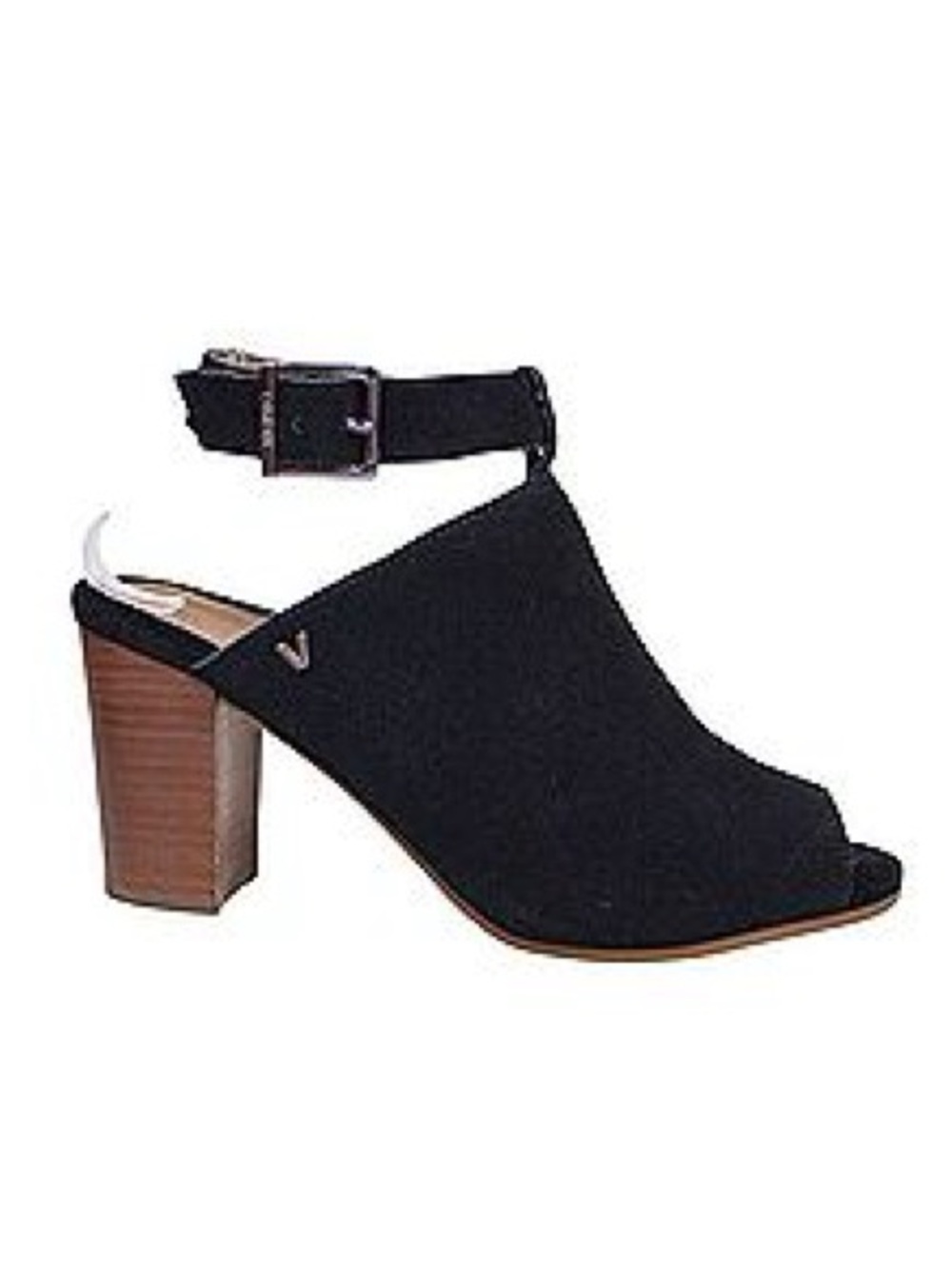 Vionic Kaia Black Suede Block Heel Sandals Orthotic Peep Toe Ankle Strap 9.5